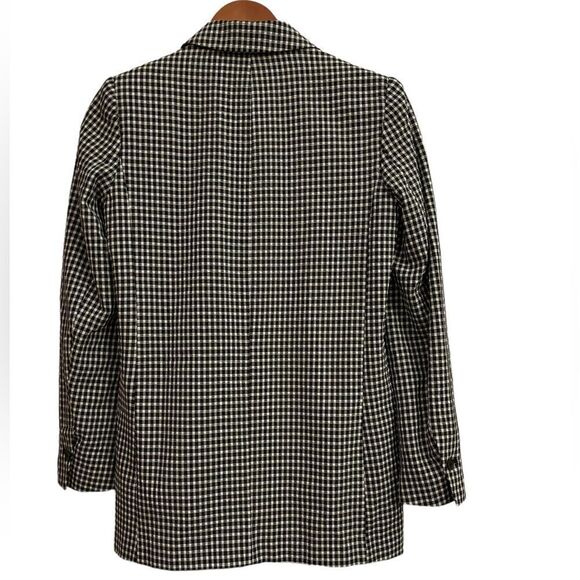 Zara Black and White Gingham Single Button stretch Seersucker Blazer Size 4 - Picture 3 of 5